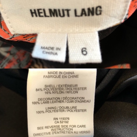 Helmut Lang Leather Jacket 6 Coat Small Black crop Orange Tiger Medallion - Picture 13 of 13